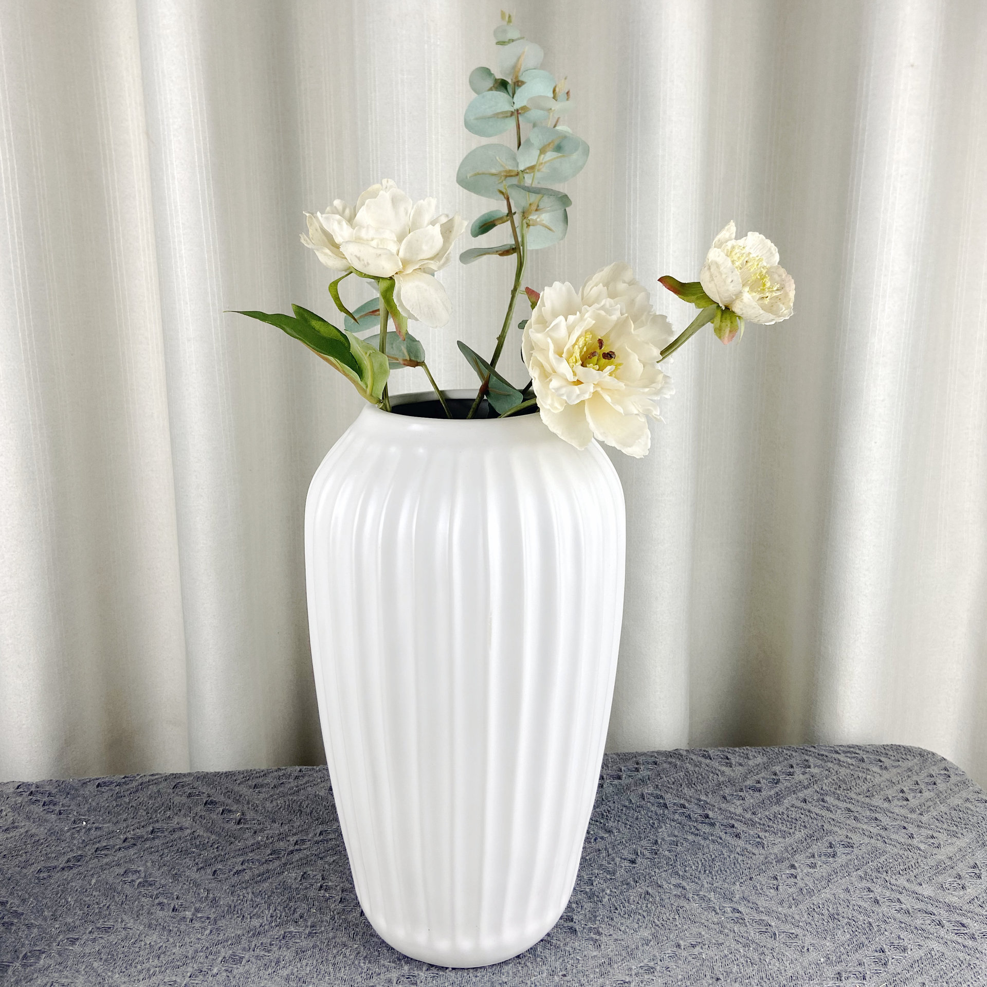 ins风奶油陶瓷花瓶摆件客厅插花器景德镇客厅餐桌创意装饰高级