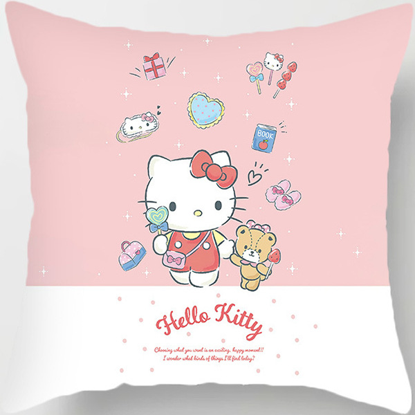 Chica de dibujos animados corazón dormitorio decoración Hello Kitty gato Rosa funda almohada sofá coche cojín