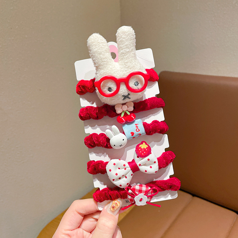 1#Conjunto de 5 piezas conejito rojo