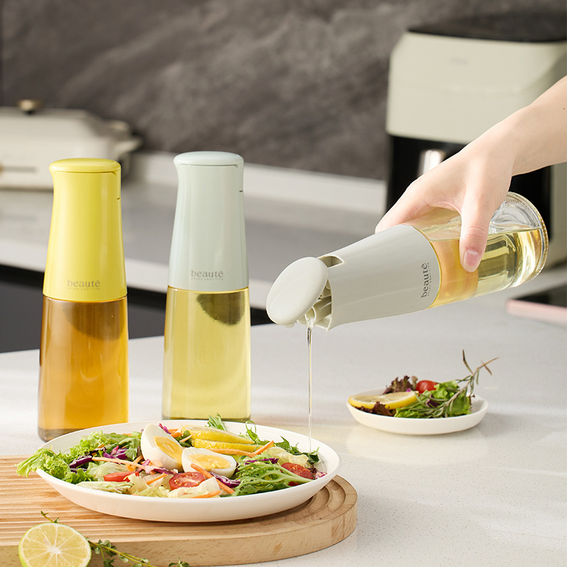 Self-designed automatic opening and closing oil pot glass oil bottle kitchen food grade condiment bottle without oil hanging gravity oil pot