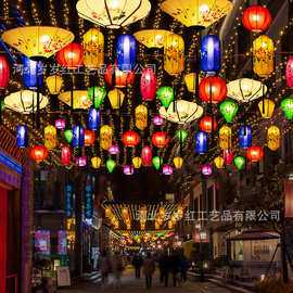 新款古典手工步行街异形中国风绘画酒店景区古建筑飞碟羊皮灯笼