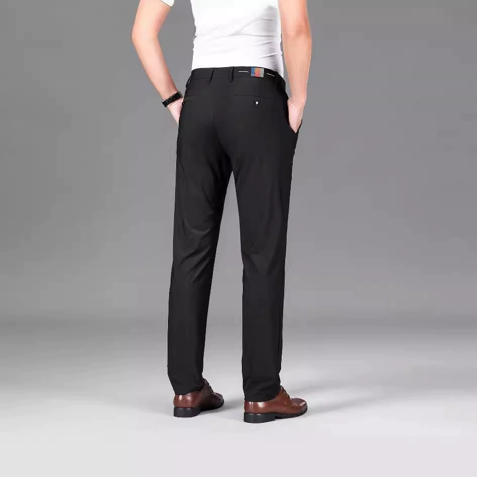 Средние и пожилые весенние и летние ледяные шелковые повседневные брюки с высокой талией, свободная весна и осень, мужские брюки среднего возраста, прямые бизнес-брюки
