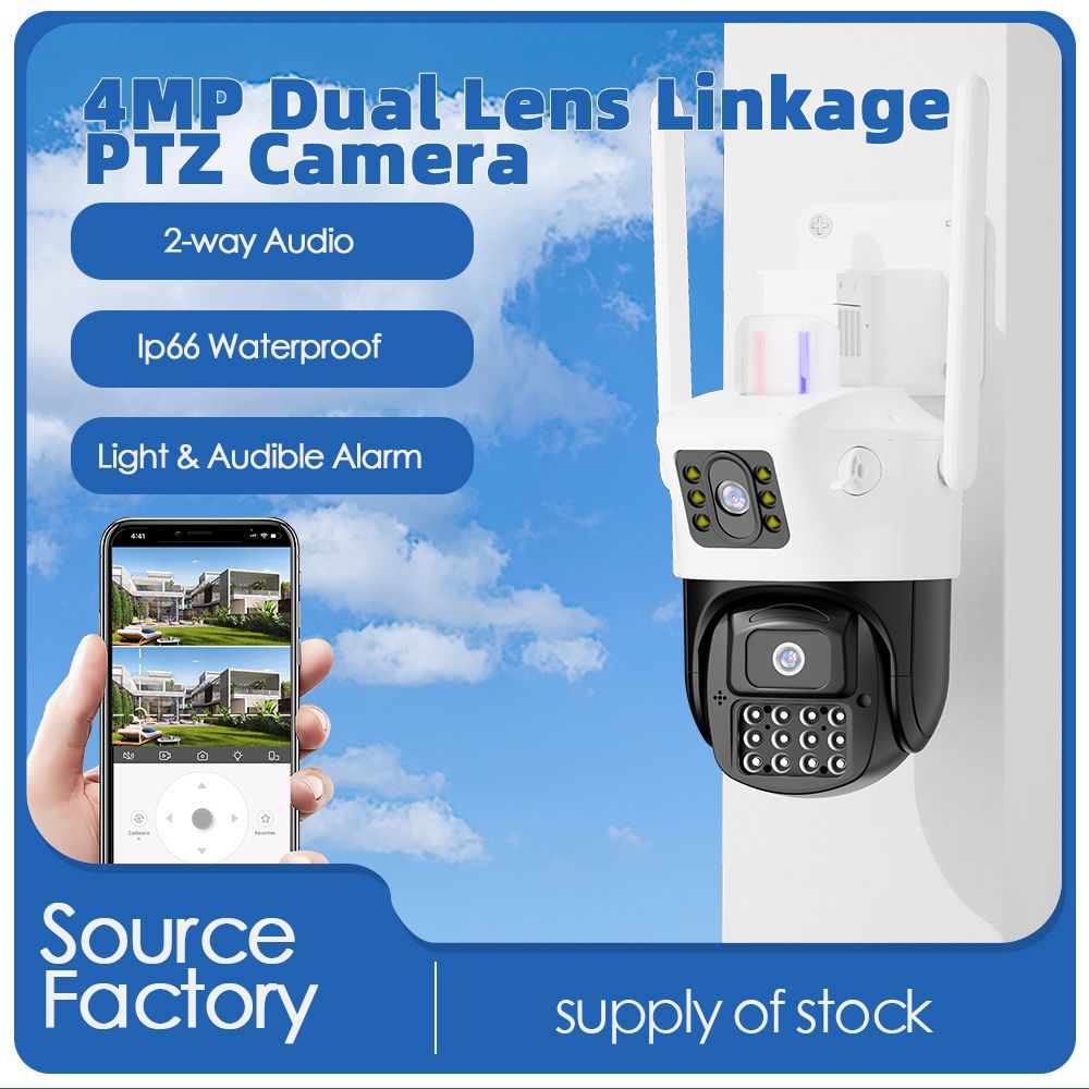 Cámara de vigilancia WiFi doméstica al aire libre HD Night Vision teléfono móvil remoto inteligente luz de alarma roja y azul fábrica inalámbrica