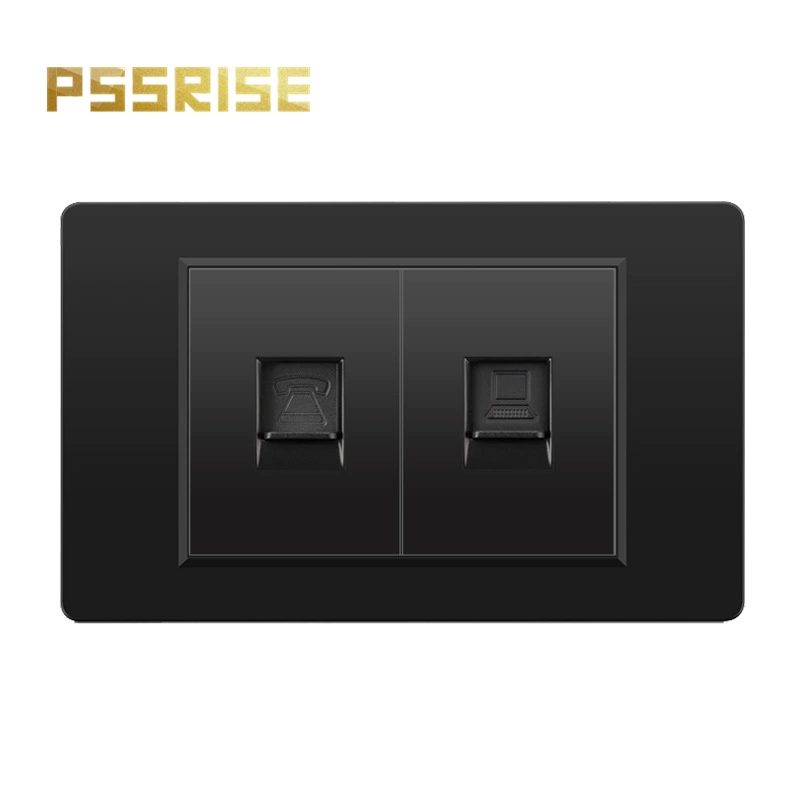 Черная настенная панельная розетка с 118 тип switch, тайваньская розетка с 20W type-C, шесть отверстий