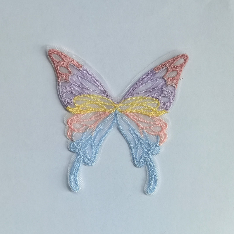 カラフルな刺繍レース蝶カラフルな DIY 衣類アクセサリー布パッチパッチデカールメッシュ靴花ヘアアクセサリー|undefined