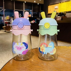 志博兒童水杯夏季嬰幼兒學飲杯嬰幼兒水杯寶寶帶吸管杯背帶便攜瓶