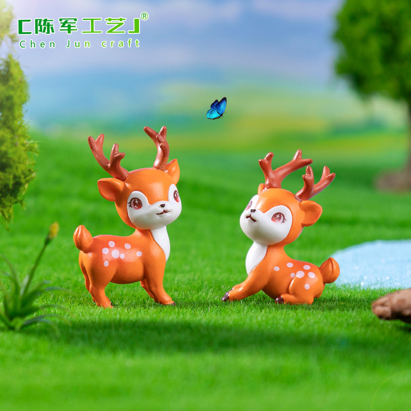 マイクロ風景漫画かわいいニホンジカ人形 DIY 装飾吊りアクセサリーガーデニング造園デスクトップ車の装飾品|undefined