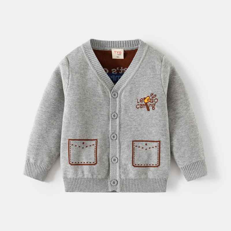 Jungen Strickjacke Für Herbst Und Winter Baumwolle Gestrickt_voghion.com