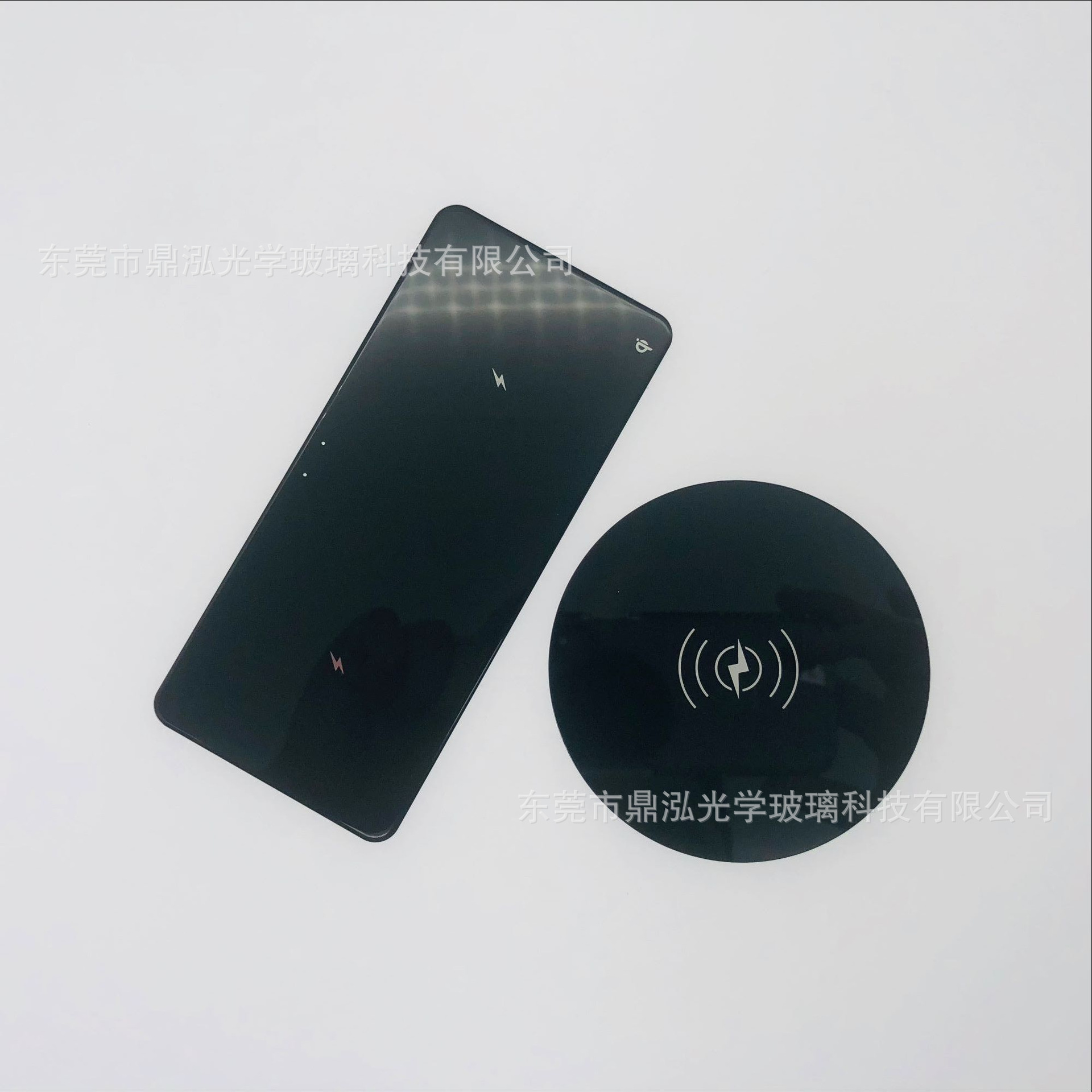 生产充电宝长方形钢化玻璃镜片 无线充圆形玻璃面板 来图来样加工