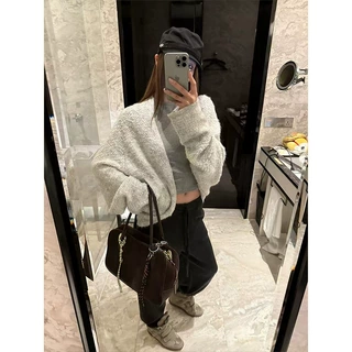 MosesQueen/魔西女王高智松弛感蝙蝠袖针织开衫宽松慵懒毛衣外套
