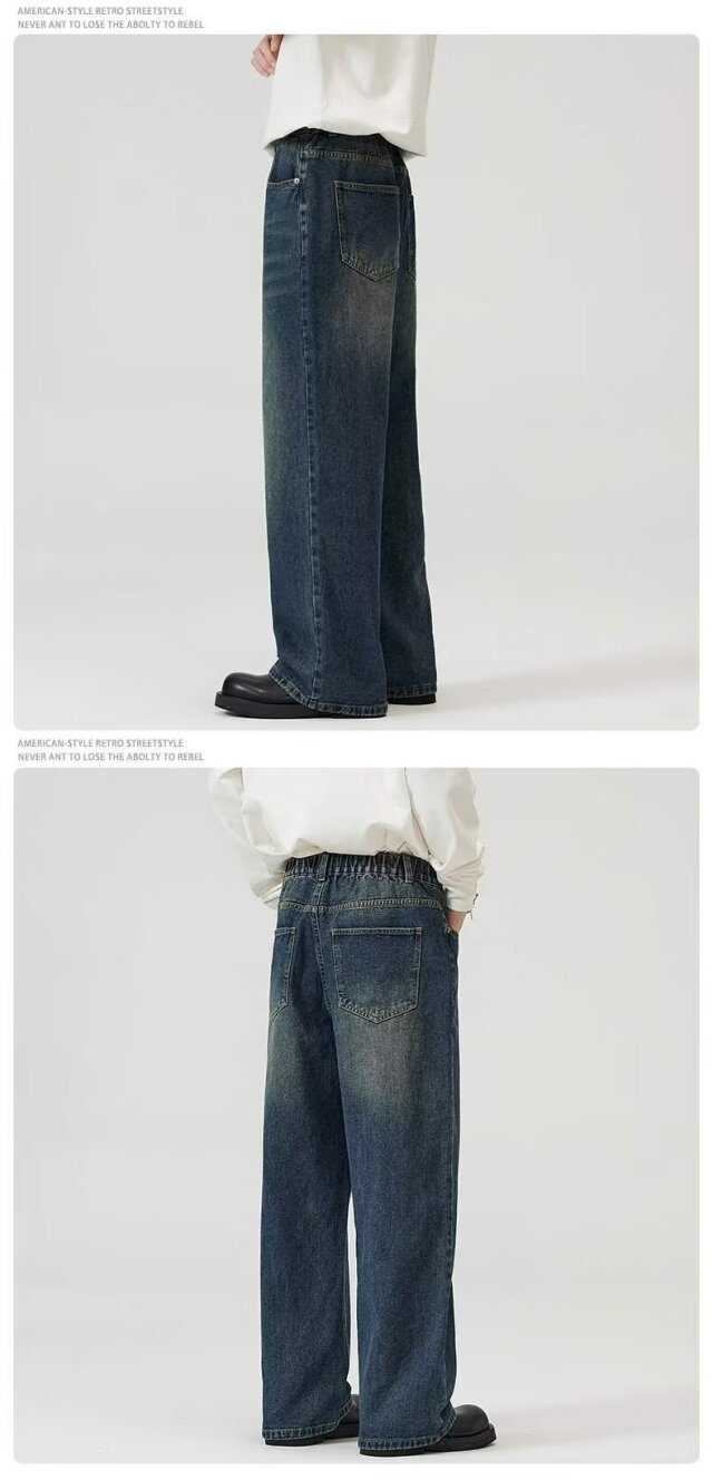 Streetwear Washed Denim Jeans – Loose Fit Straight-Leg Vintage Jeans For Men (Light Blue/Black/Retro, S-Xxxl)_mkmklike.com