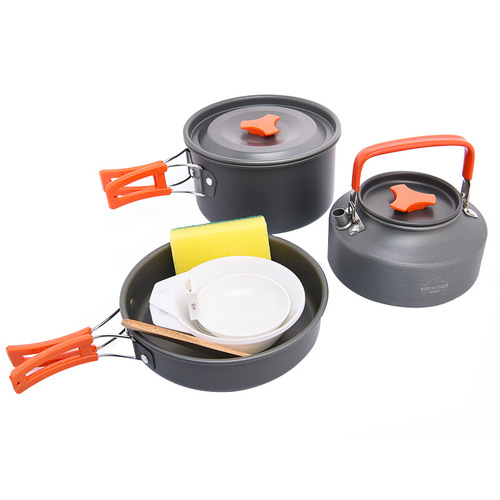 Widesea camping pot set for 2-3 people, portable outdoor pot with teapot, picnic, hiking and camping pot