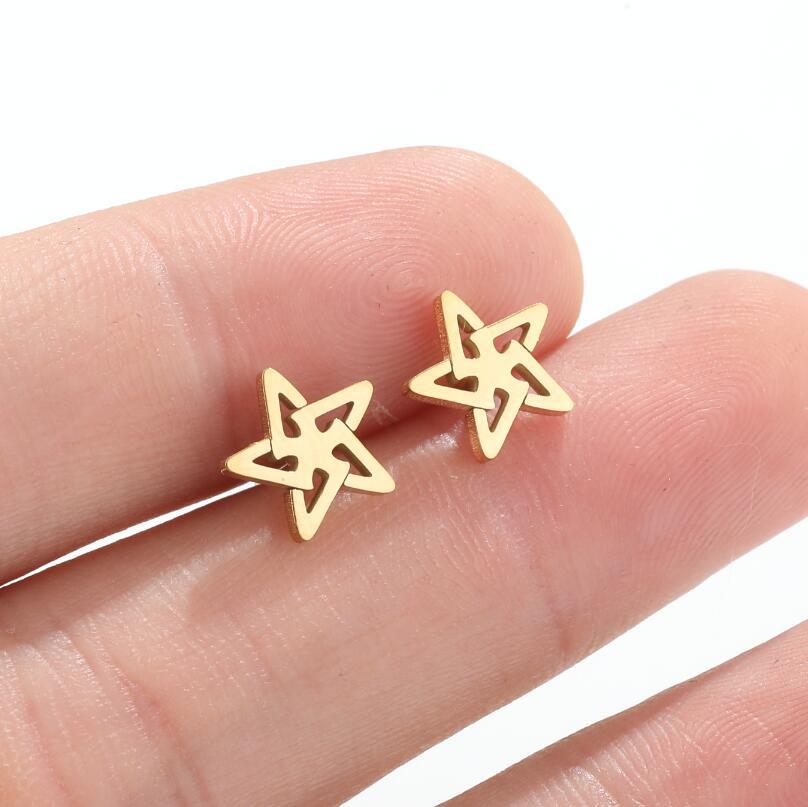 Fashion Pentagram Stainless Steel Plating Hollow Out Ear Studs 1 Pair display picture 4