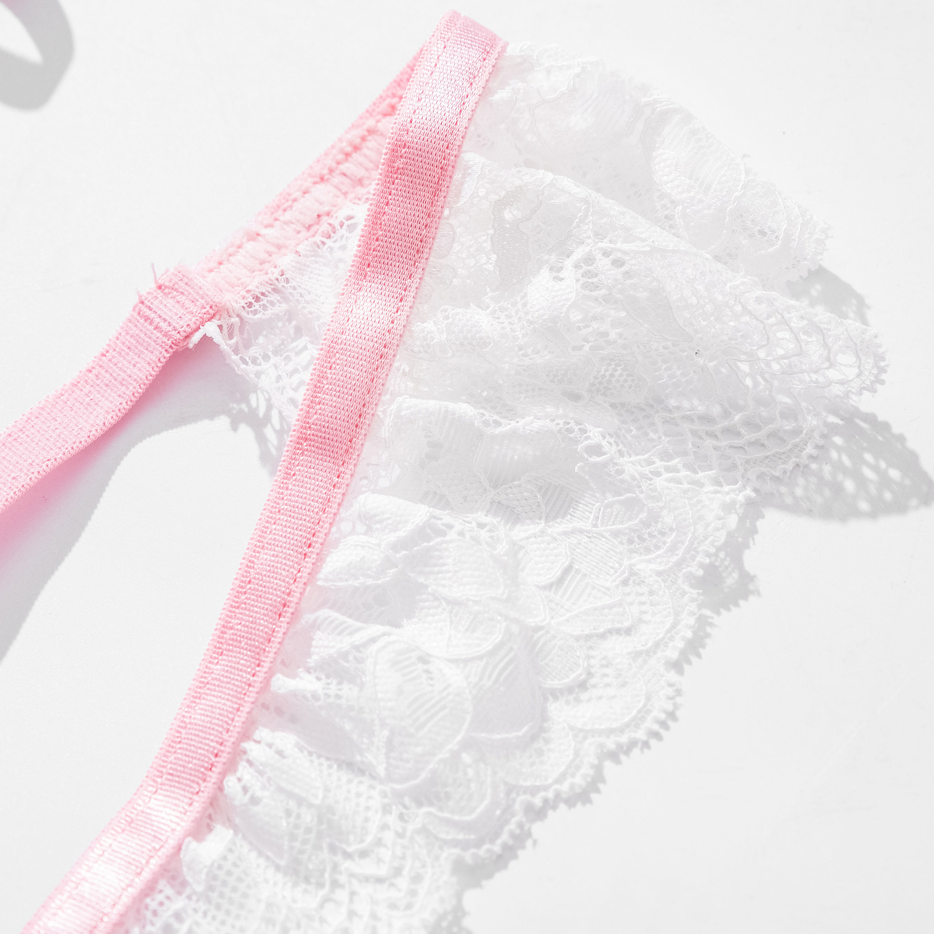 Sexy Dessous, sexy Frauen-BH mit Raffung, Spitzen-BH-Set, Dessous-Dienstmädchen-Outfit mit Stahlring-Verführung_voghion.com