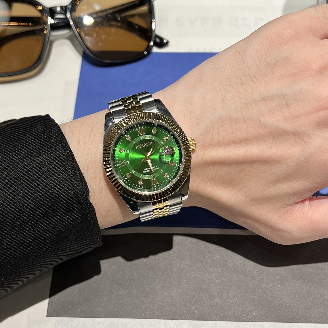 Swiss Brand Luxury Men's Watch with Stainless Steel Strap, Business Quartz Watch, Live Streaming Hot Item, Dropshipping Available