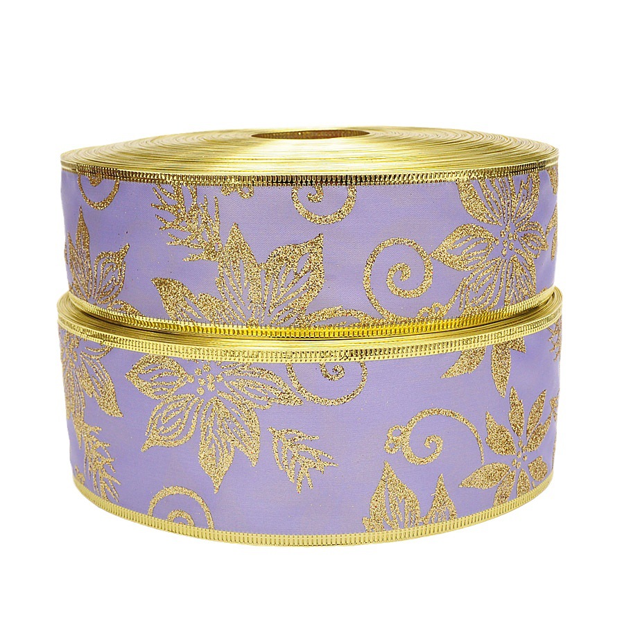 Navidad árbol decoración suministros 200*5cm púrpura oro dorado borde Navidad color cinta regalo embalaje cinta