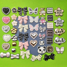 电镀点钻小熊桃心蝴蝶花朵领结diy塑料配件头饰发夹手机壳鞋扣贴