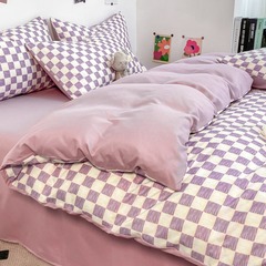 Simple and Good Quality Cotton Washed Bedding Set of Four for Wholesale, Single or Double Size, Student Dormitory Three-Piece Set