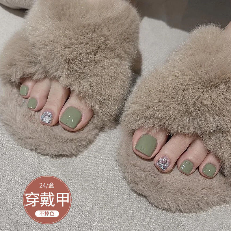 DJZ-023 new style wearing nail nail nail sheet wholesale removable nail patch green toenails