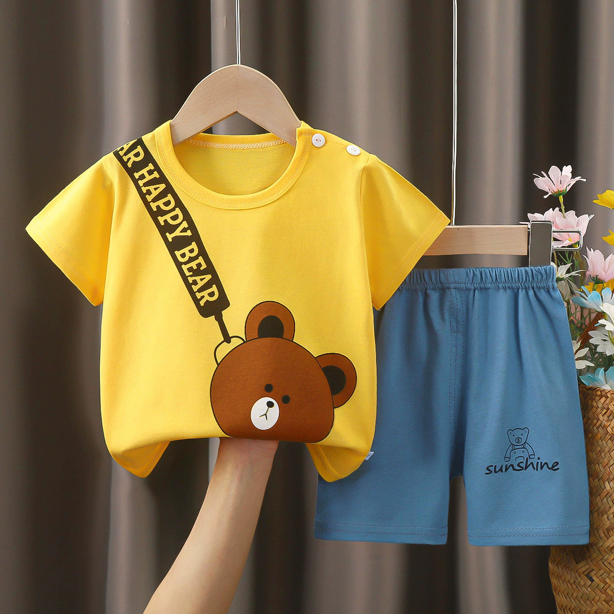 Summer cartoon children's set for boys, short sleeve T-shirt, trousers for leisure, pijama, with short sleeve 2