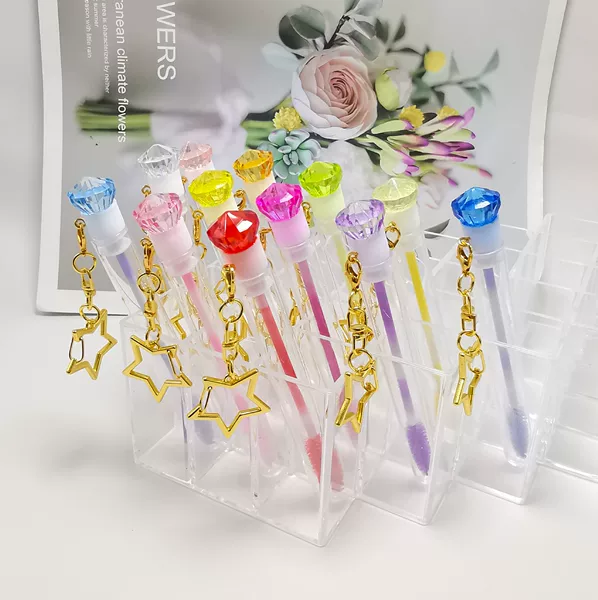 Color Diamond Tube Eyelash Brush Single Independent Eyelash Brush Makeup Brush with Buckle Eyelash Brush with Tube Eyelash Comb