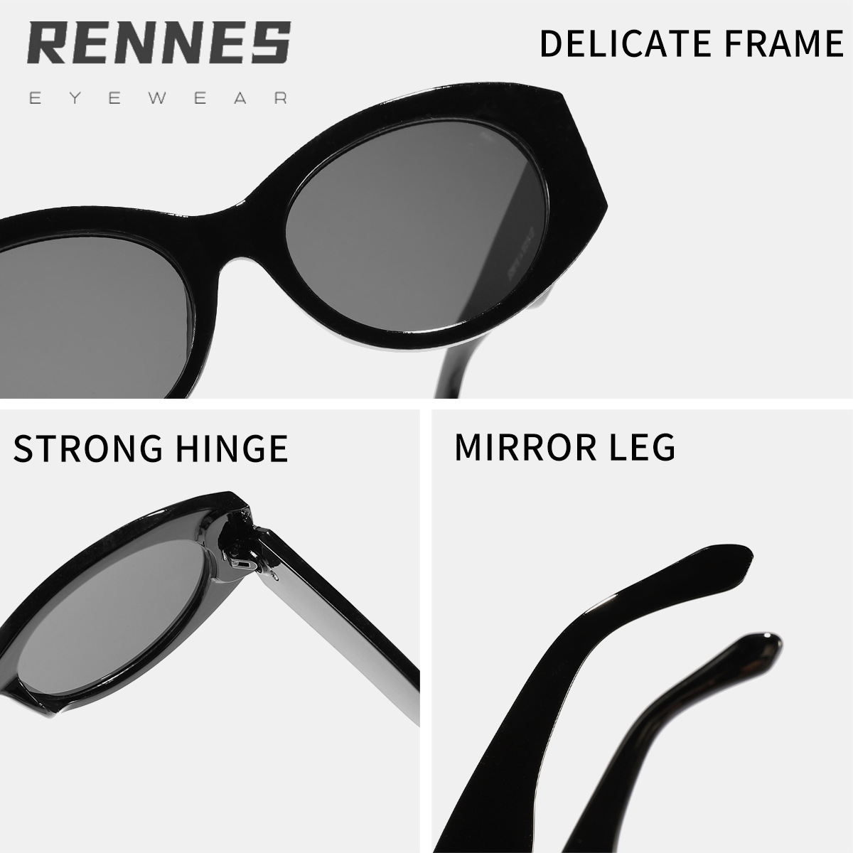 Gafas de sol de moda europeas y americanas, marco ovalado retro, accesorios de gemas, gafas de sol de pasarela de lujo ligero de alta gama para mujer