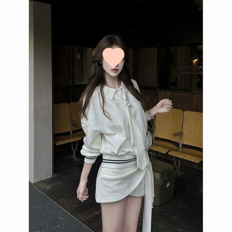 韩系新款小众不规则设计感上衣半身裙两件套秋季时尚感百搭套装女|undefined