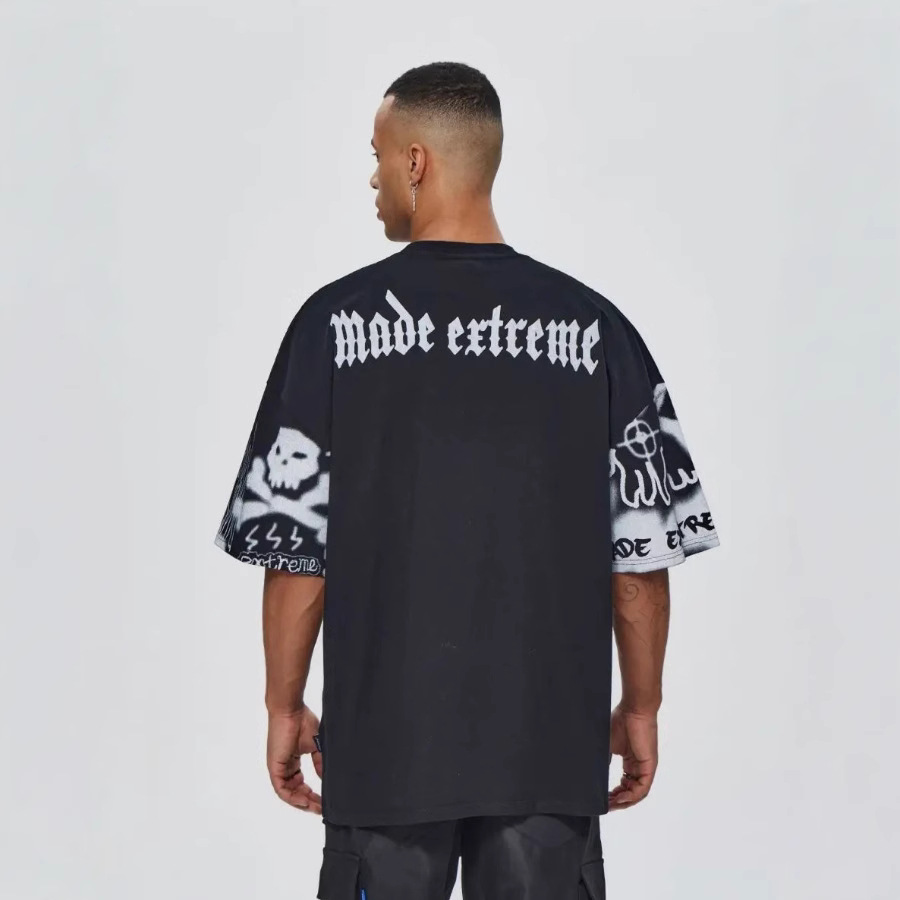 2025 transfronterizo impresión completa camiseta de mangas cortas varón suelta camiseta de pareja europea y americana