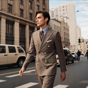 High-End Customized Suit Suit Formal Business Wool High-End Dress Half Linen Lining Slim Men's Suit