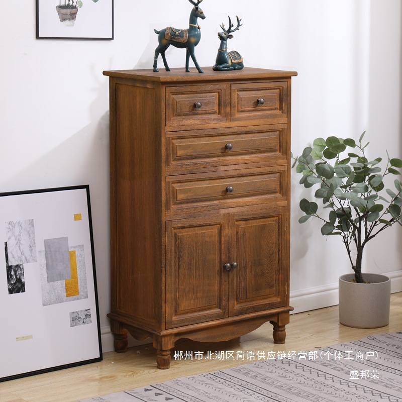 Fábrica directa de cinco cubículos de madera sólida gabinete de almacenamiento sala de estar dormitorio cabecera de cama retrógrado pequeño gabinete borde del estante image 2