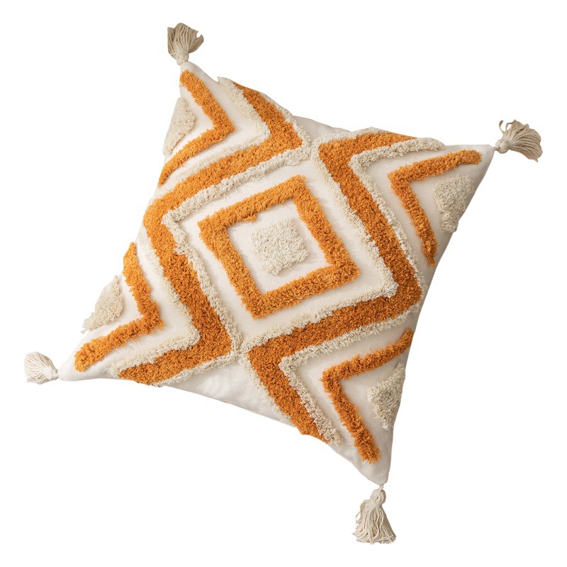 Funda de almohada bohemia con bordado de mechones, cojín para sofá de Amazon, cojín lumbar para dormitorio, funda de almohada transfronteriza