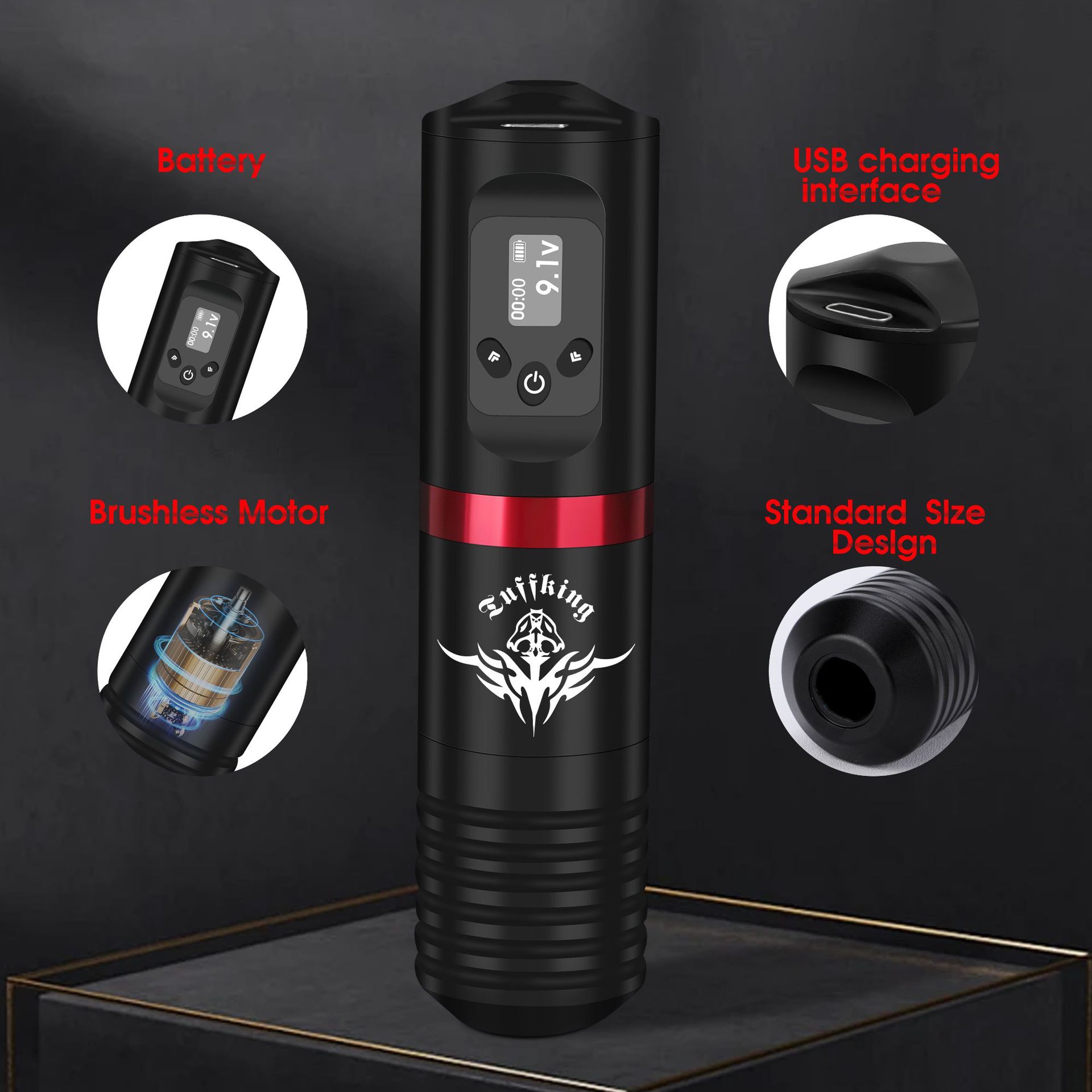 Tuffking set de tatuaje inalámbrico pluma máquina de tatuaje 20 líneas de corte de niebla en una aguja exclusiva a través de fronteras