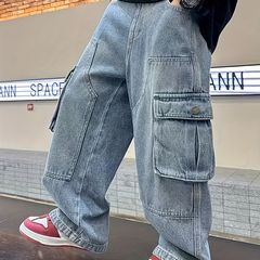 男童工装牛仔裤春秋季2025新款儿童秋装裤子中大童男孩帅气长裤潮