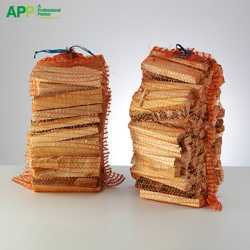 厂家直销外贸平织针织商标网眼袋木材木柴网兜包装印刷网袋