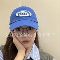 韩国emis字母刺绣标棒球帽子女百搭可乐标软顶大头围遮阳鸭舌帽男