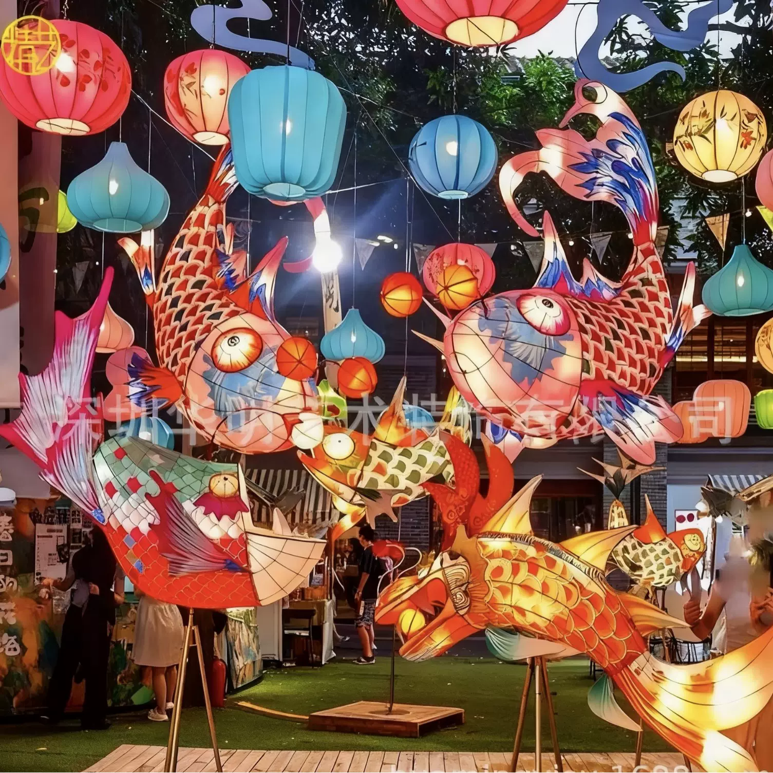 景点公园商场鱼灯笼布置花灯锦鲤鱼鳌鱼龙鱼网红鱼灯古风灯笼装饰