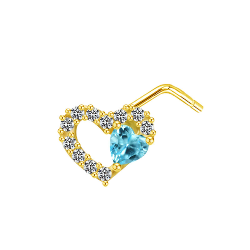 2g Weight Zircon Inlay Material Streetwear Fruit Heart Shape Stainless Steel Copper Plating Inlay Zircon Nose Ring