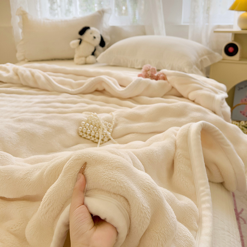 Coperta in pile Bubble Milk di alta qualità, sicura per i bambini, ultra morbida e antistatica, ipoallergenica e accogliente per ufficio, divano e letto._voghion.com