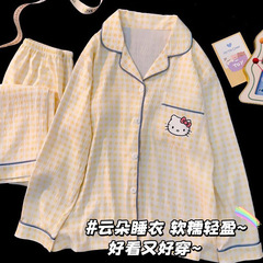 2025新款长袖薄款儿童睡衣女童秋季女宝宝中大童云朵棉家居服套装