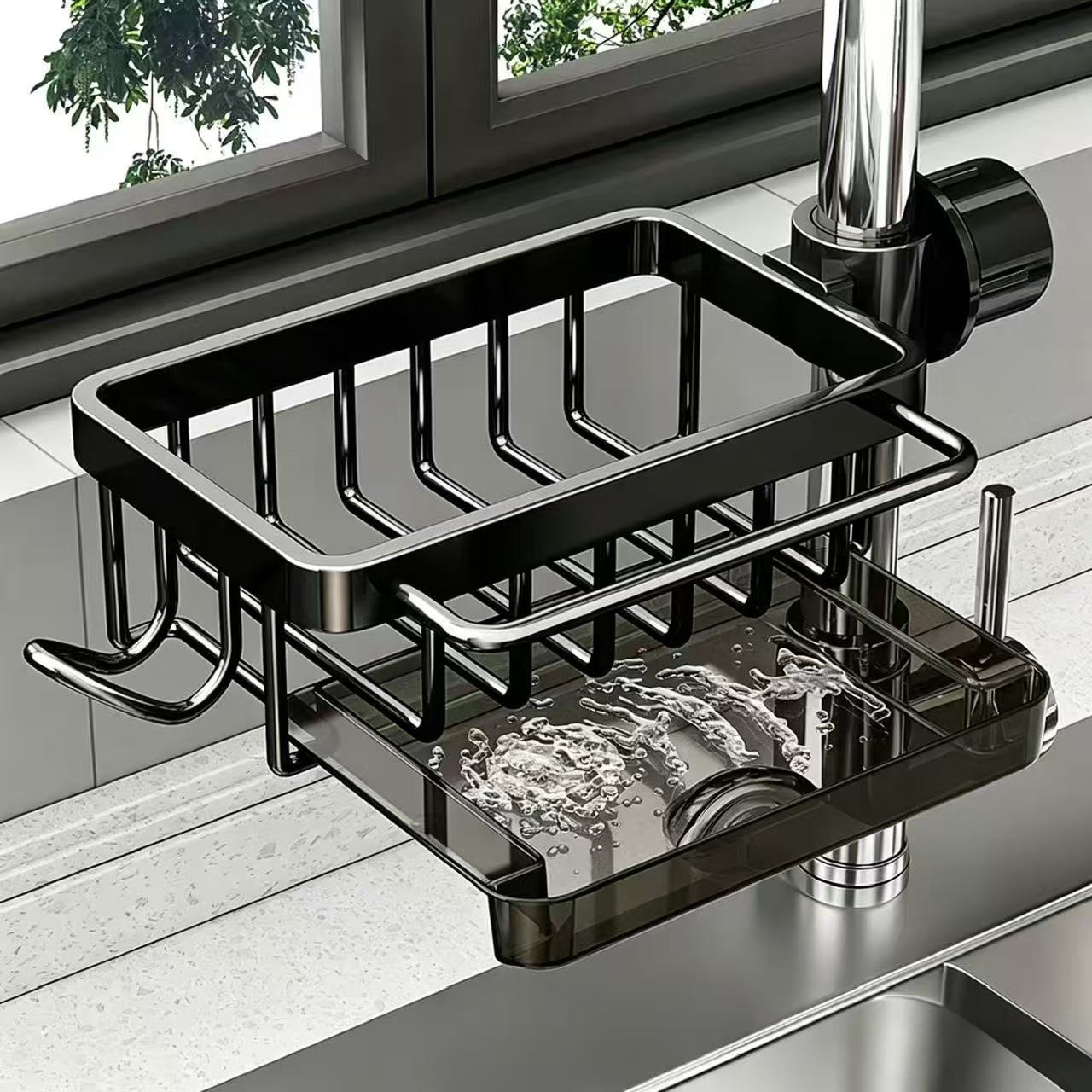 Kitchen faucet storage rack, drainage rack, dishcloth holder, sink rack, dishwashing sink rag holder