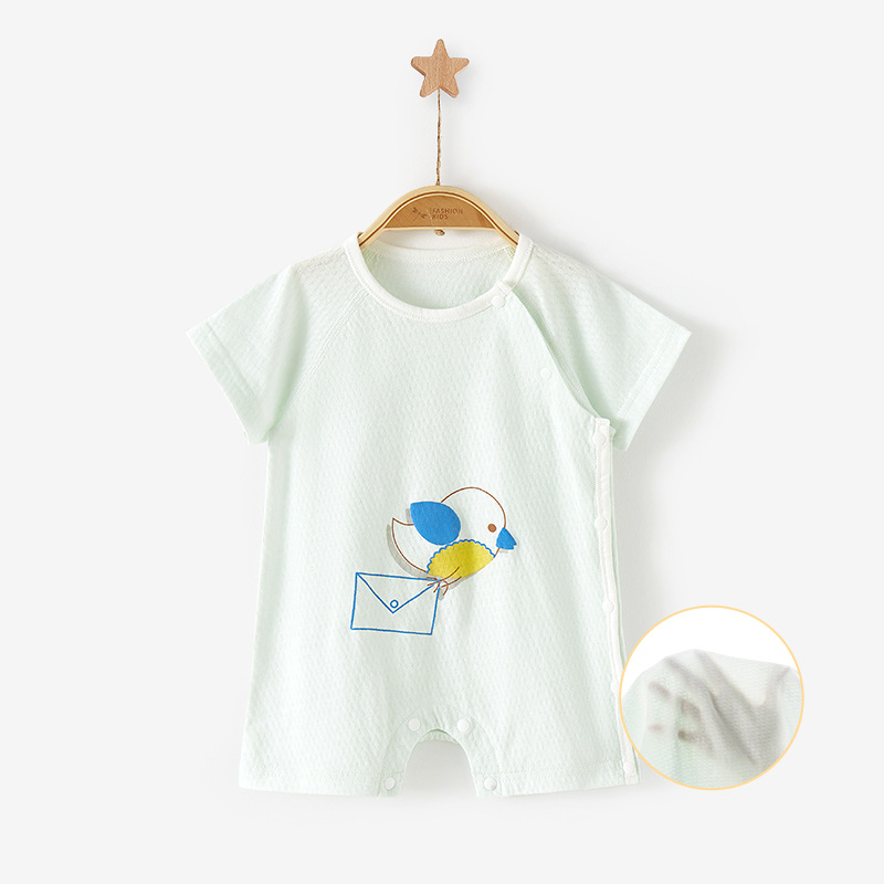 Venta al por mayor bebé mono Verano de manga corta de los hombres del mameluco de las mujeres traje de mameluco fino recién nacido Ropa Bebé Ropa de verano