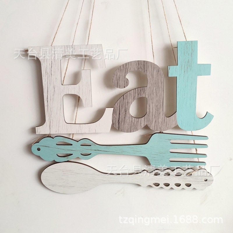 EAT letras impresas a una cara Cuchara tenedor con tornillos Juego de regalo de madera para el hogar Adecuado para restaurante 3 juegos