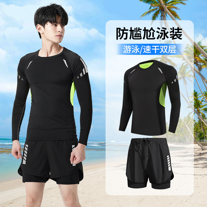 J23 silk green black long sleeves + dk70 black shorts