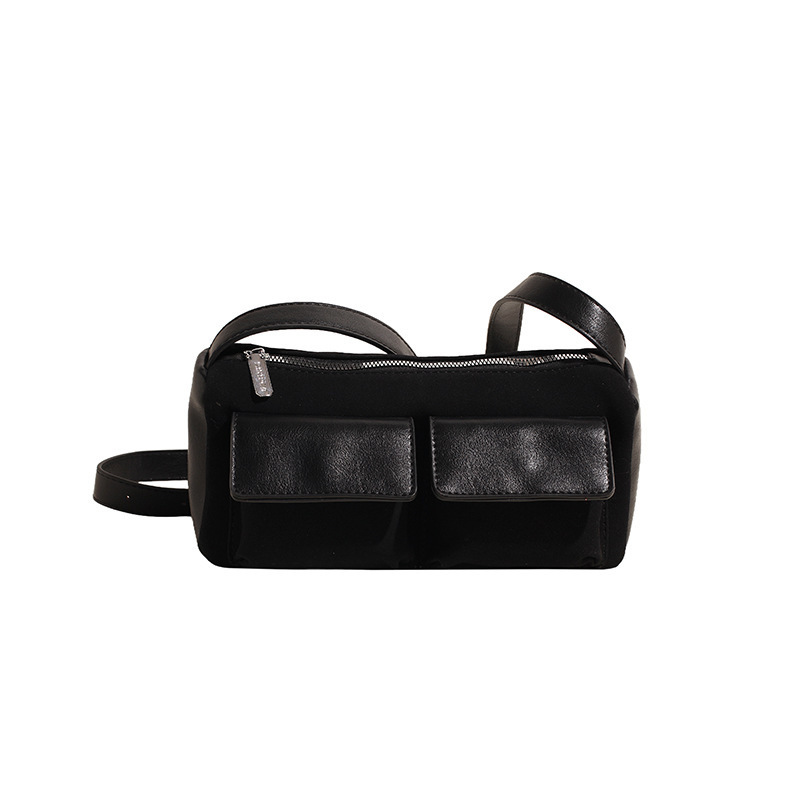 Dongdaemun, Corea del Sur, bolsa de palo de gamuza de gamuza Xiaozhong 2024 otoño e invierno, estilo occidental de moda, bolso de mensajero de un solo hombro con múltiples bolsillos