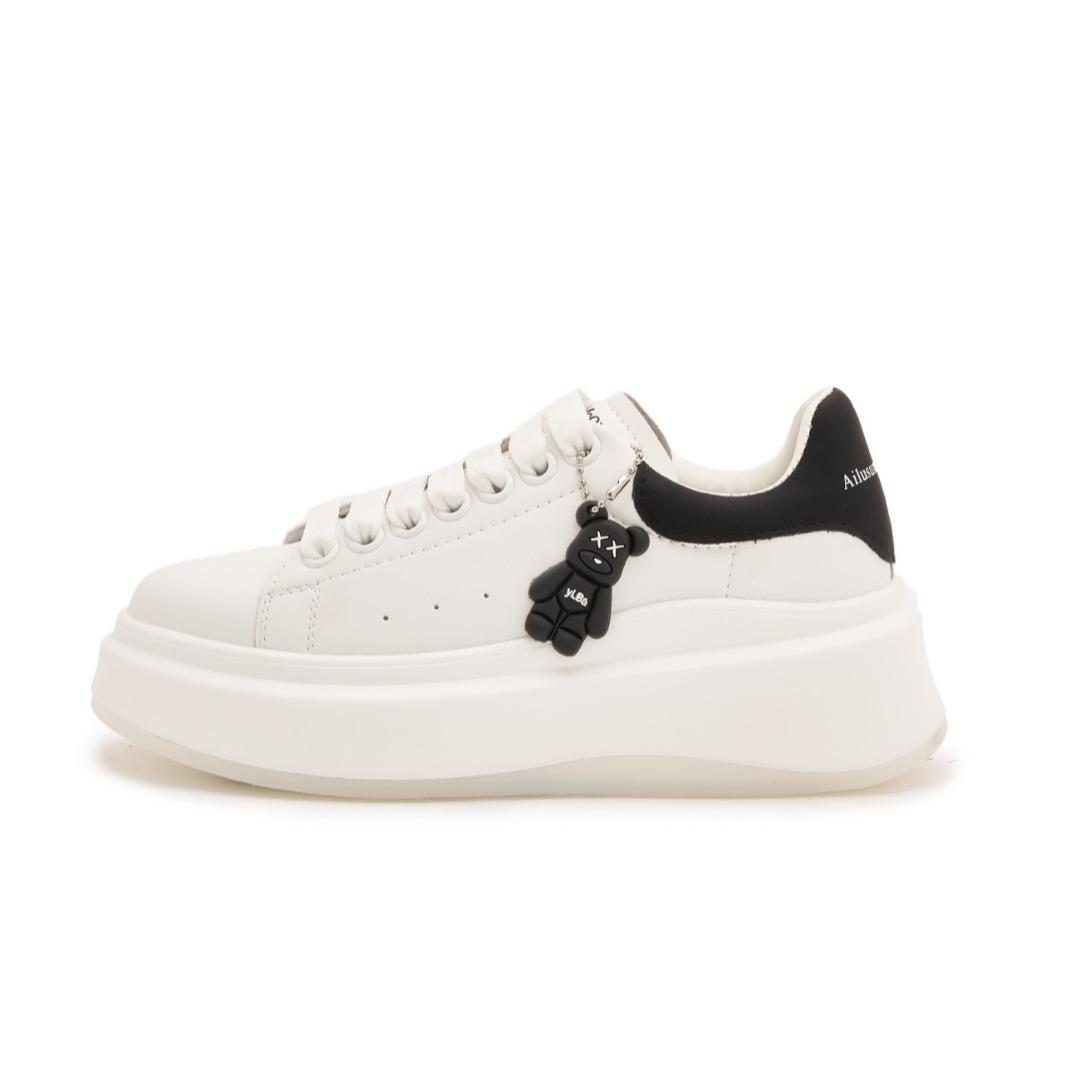 Echtes Leder Neue Vielseitige Weiße Frauen Dicke 2024 Frühling Neue Sh, Bär Sohle Super Heiße Höhe Erhöhen Bord_voghion.com