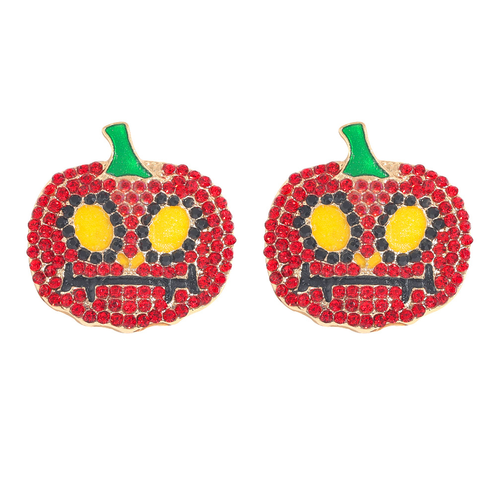 Fashion Pumpkin Alloy Inlay Rhinestones Ear Studs 1 Pair