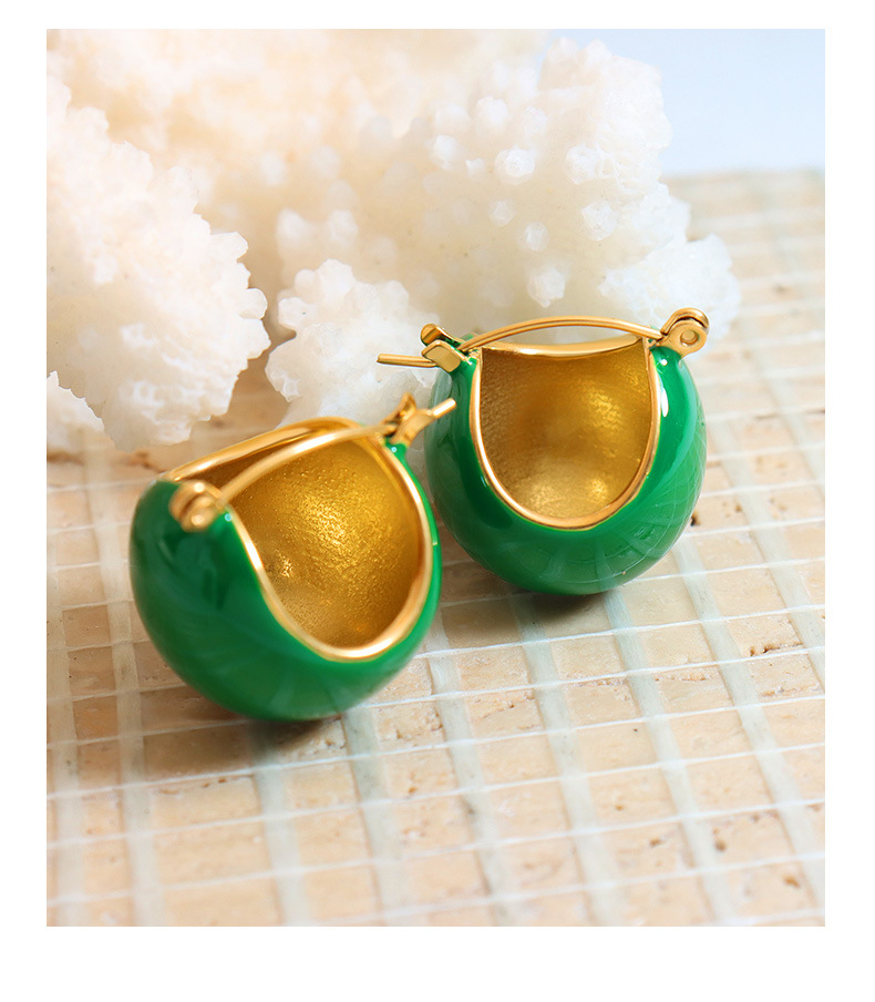 Fashion Solid Color Titanium Steel Enamel Plating Earrings 1 Pair