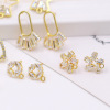 Zirconium, universal lightening hair dye, earrings, 18 carat, micro incrustation, golden color, simple and elegant design