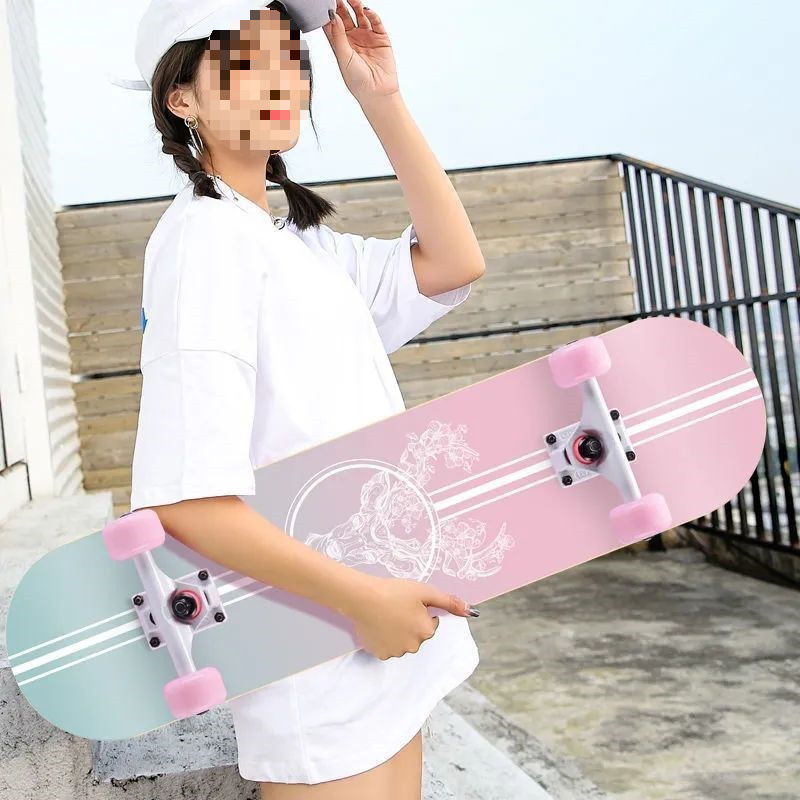 5-18 Years Old Four-Wheel Double Rocker Skateboard for Girls, Beginner Scooter, Children's Longboard, Ancient Style, Male Student Fashion