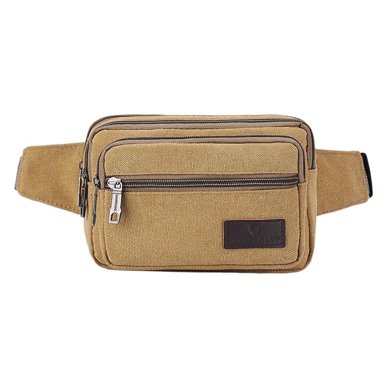 2026 New Style Washed Canvas Waist Bag Outdoor Multi-Functional Crossbody Bag Casual Large-Capacity Sports Bag Men's Chest Bag